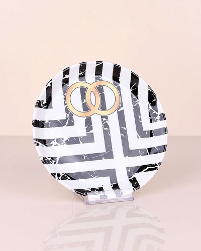 Standart Black Çizgili Yuvarlak Pasta Tabağı