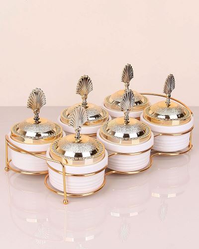 Bordo Altılı Sufle Standlı Gold Sunumluk