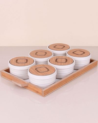 Bordo Altılı Sufle Tepsi Ahşap Kalvaltılık
